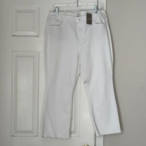 Brand New J. Jill Kick Flare White Jeans Size 14 Petite P Ankle length Raw Hem